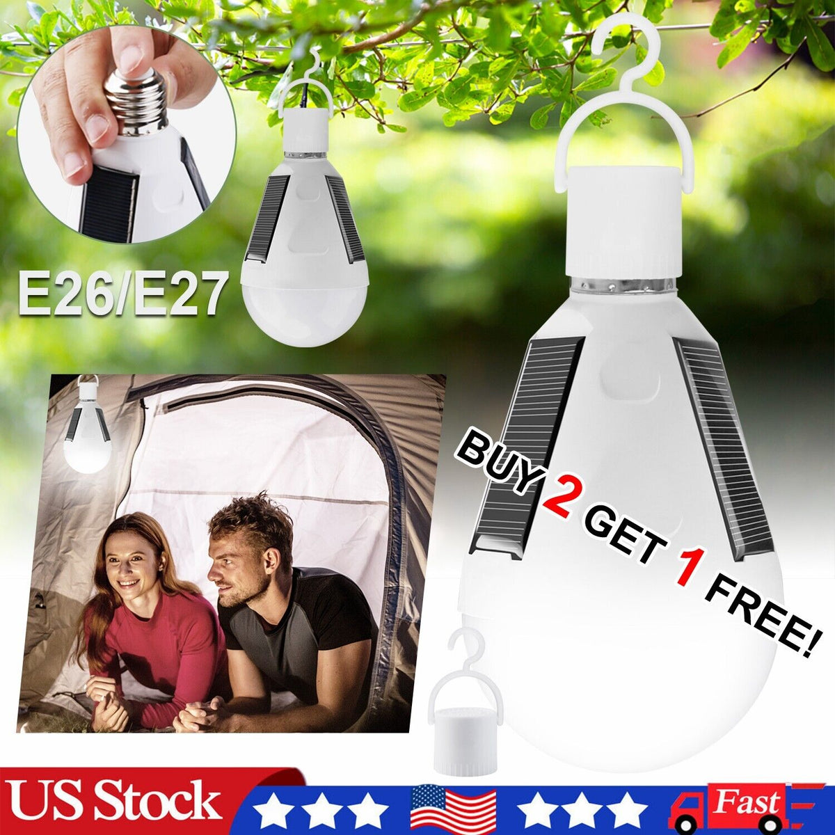 12W LED Solar Panel Bulb Light Outdoor Camping Lamp E22265