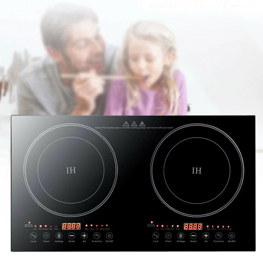 1200W Dual Burners Electric Cooktop Black O897