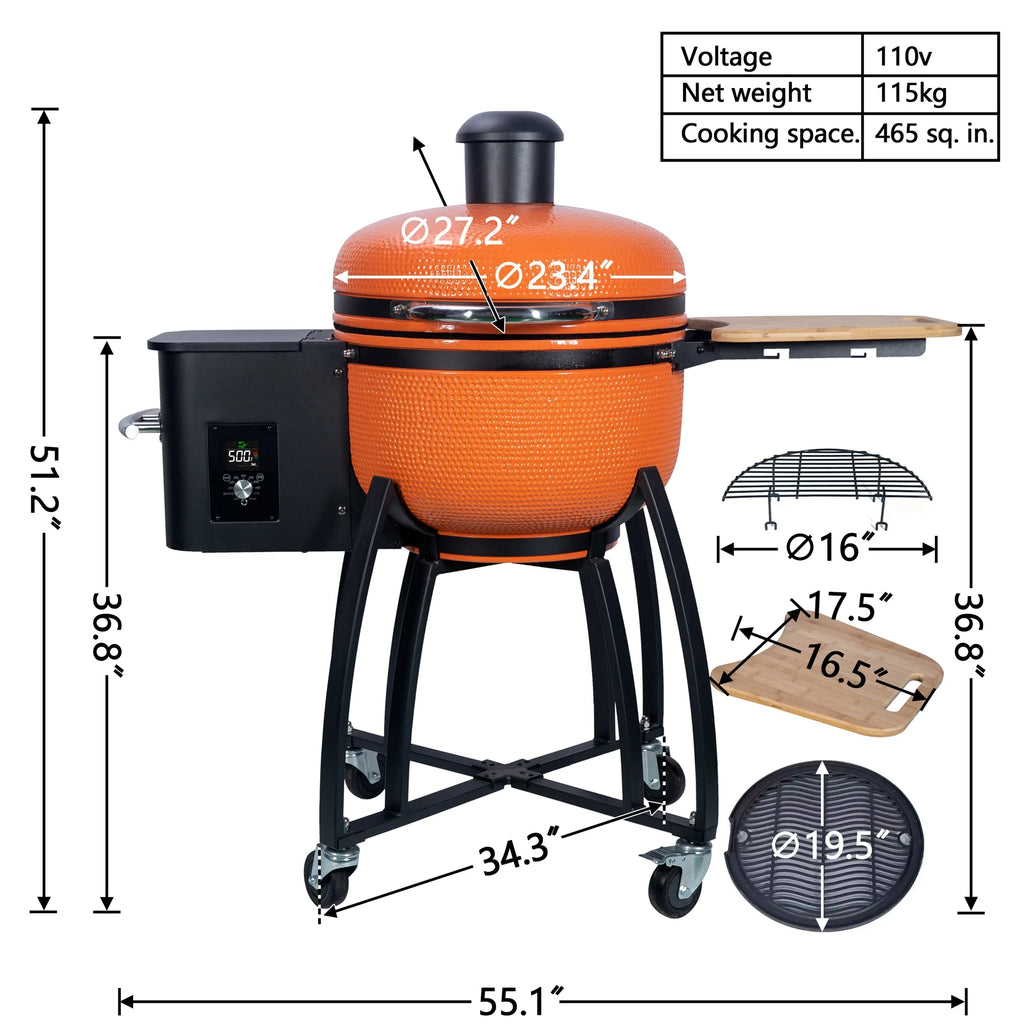 24" Ceramic Pellet Grill 4-in-1 A278