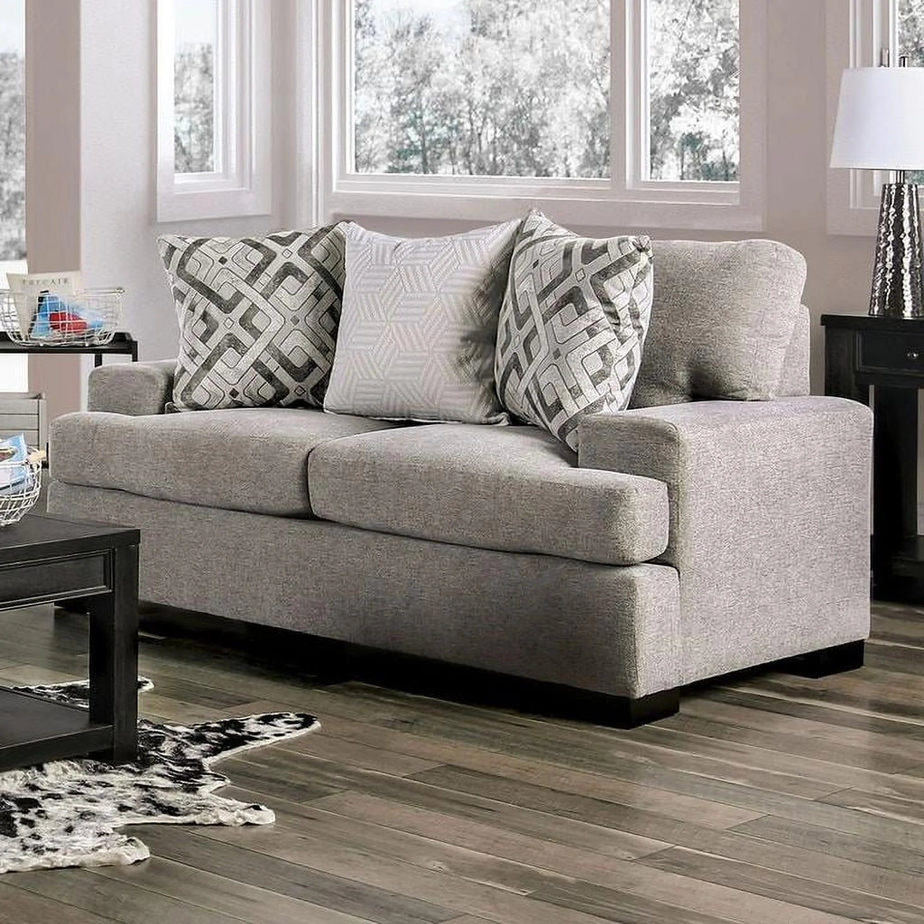 Light Gray Microfiber Sofa and Loveseat U1966