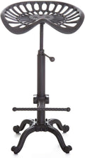 Industrial Bar Stool with Cast Iron Tractor Seat, Adjustable Counter Height Swivel Metal Stool Q383750
