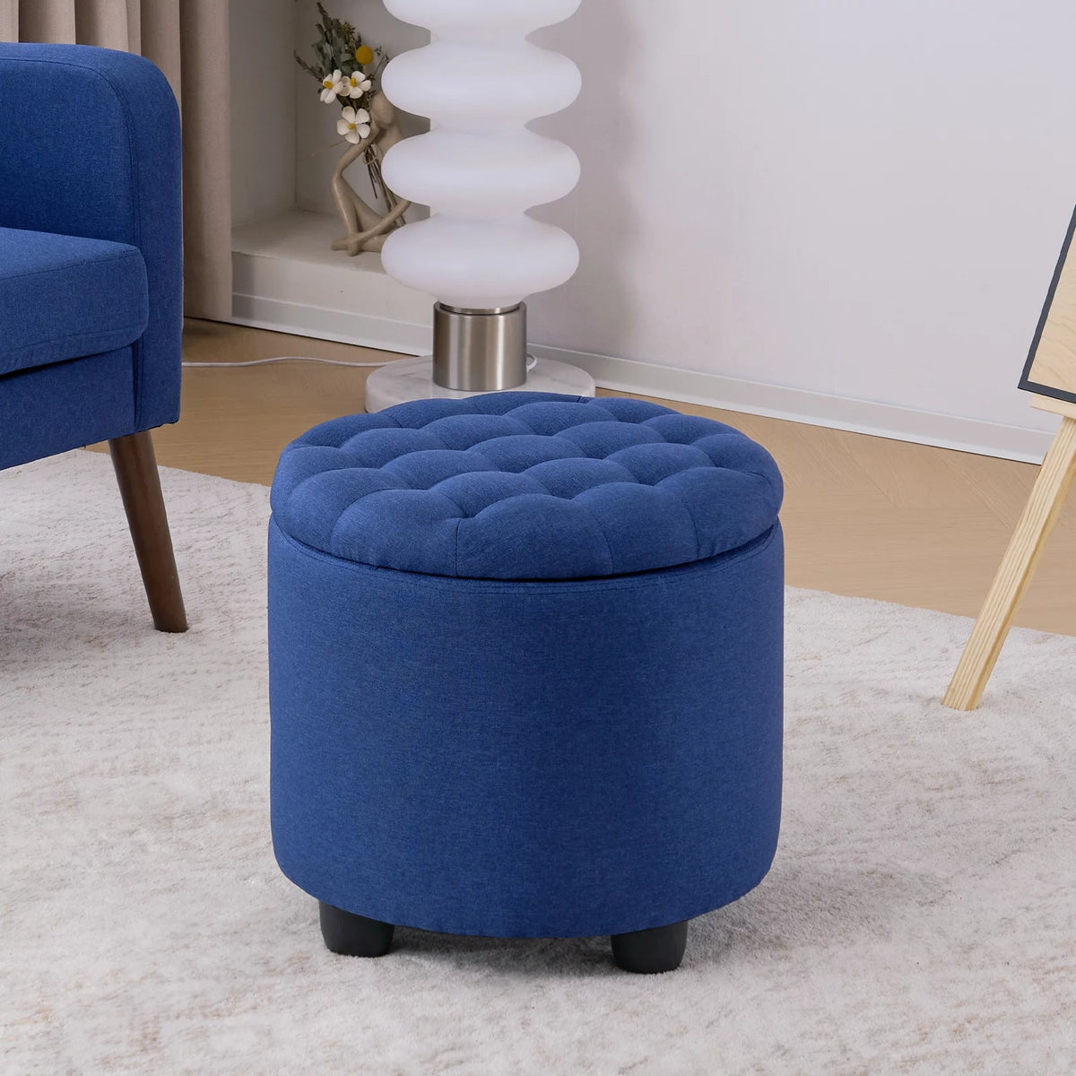 Large Round Storage Ottoman with Removable Lid S83132