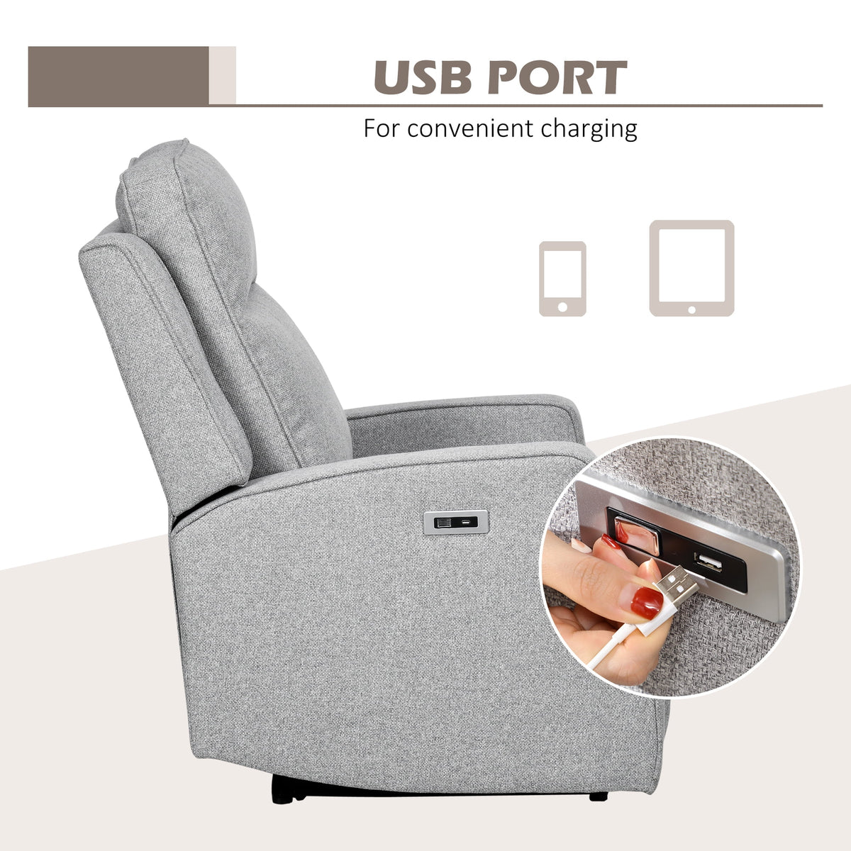 Grey Linen Recliner G365612