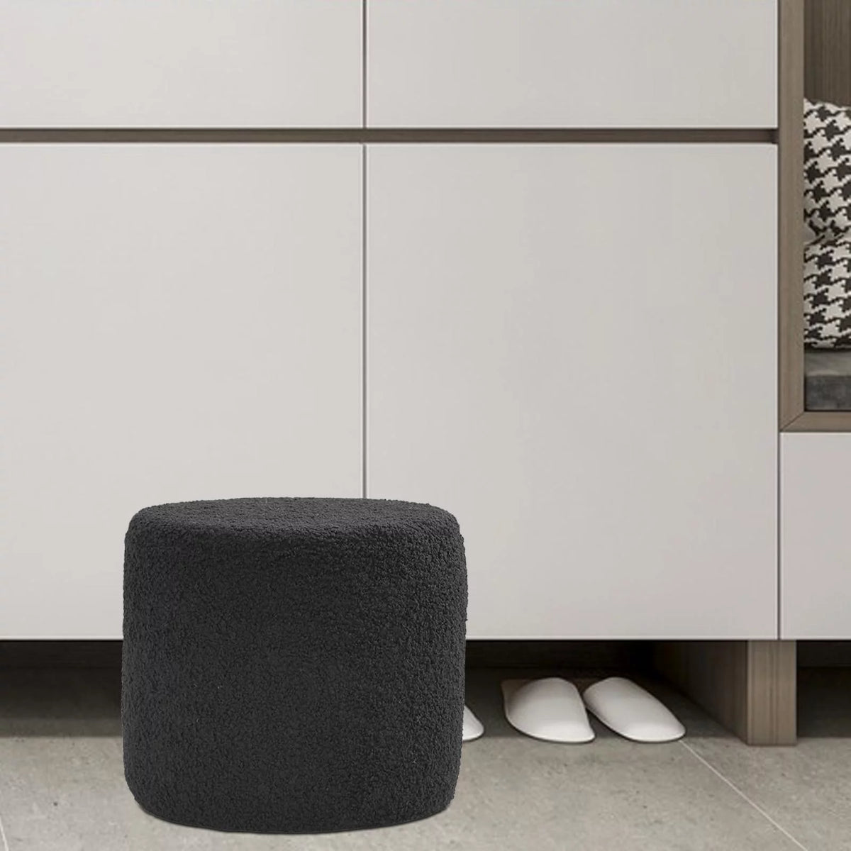 Black Cylinder Ottoman Footstool K795