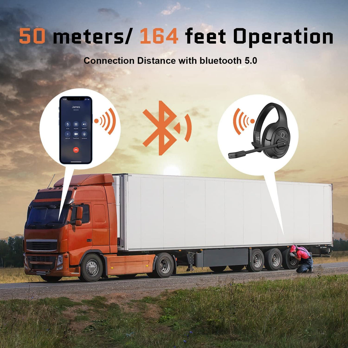 Noise Canceling Wireless Over Ear Trucker Headset with Microphone Q706