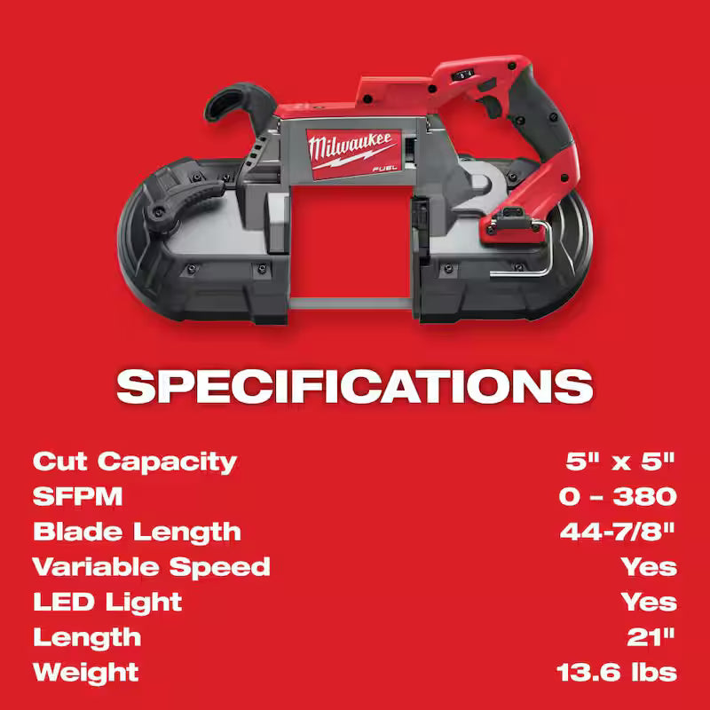18V Lithium-Ion Brushless Cordless Deep Cut Band Saw Kit with Two 6.0Ah Batteries H769644