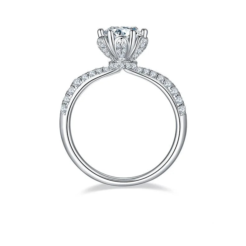1 Carat Round Cut Moissanite Engagement Ring In 18K White Gold Plating Over Silver X96176