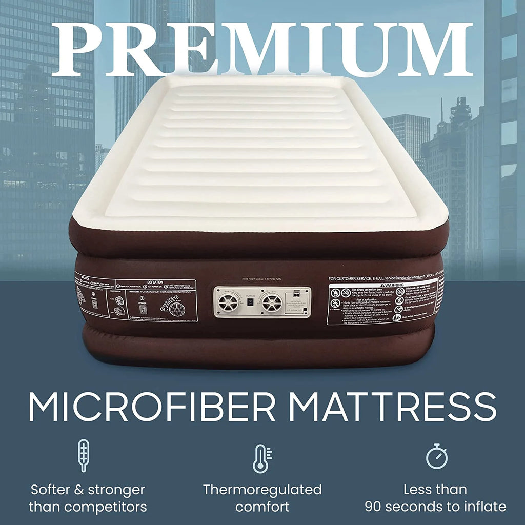 Queen Size Microfiber Air Mattress with Built-in Pump and Carry Bag V690187