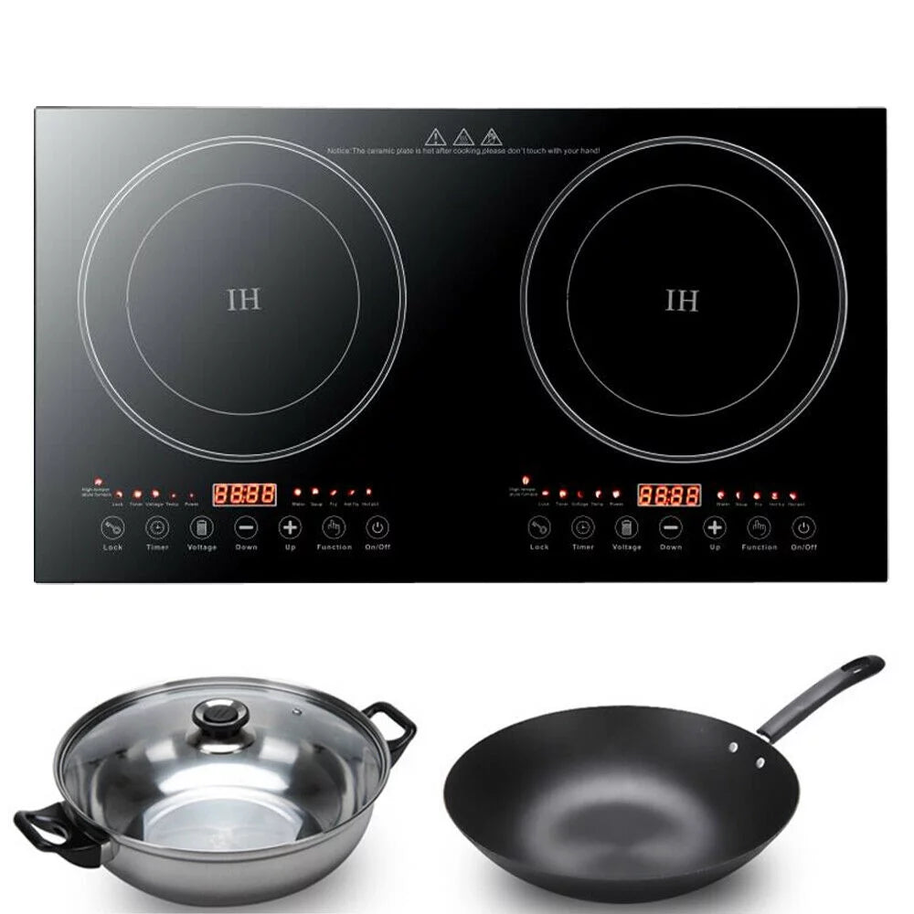 1200W Dual Burners Electric Cooktop Black O897