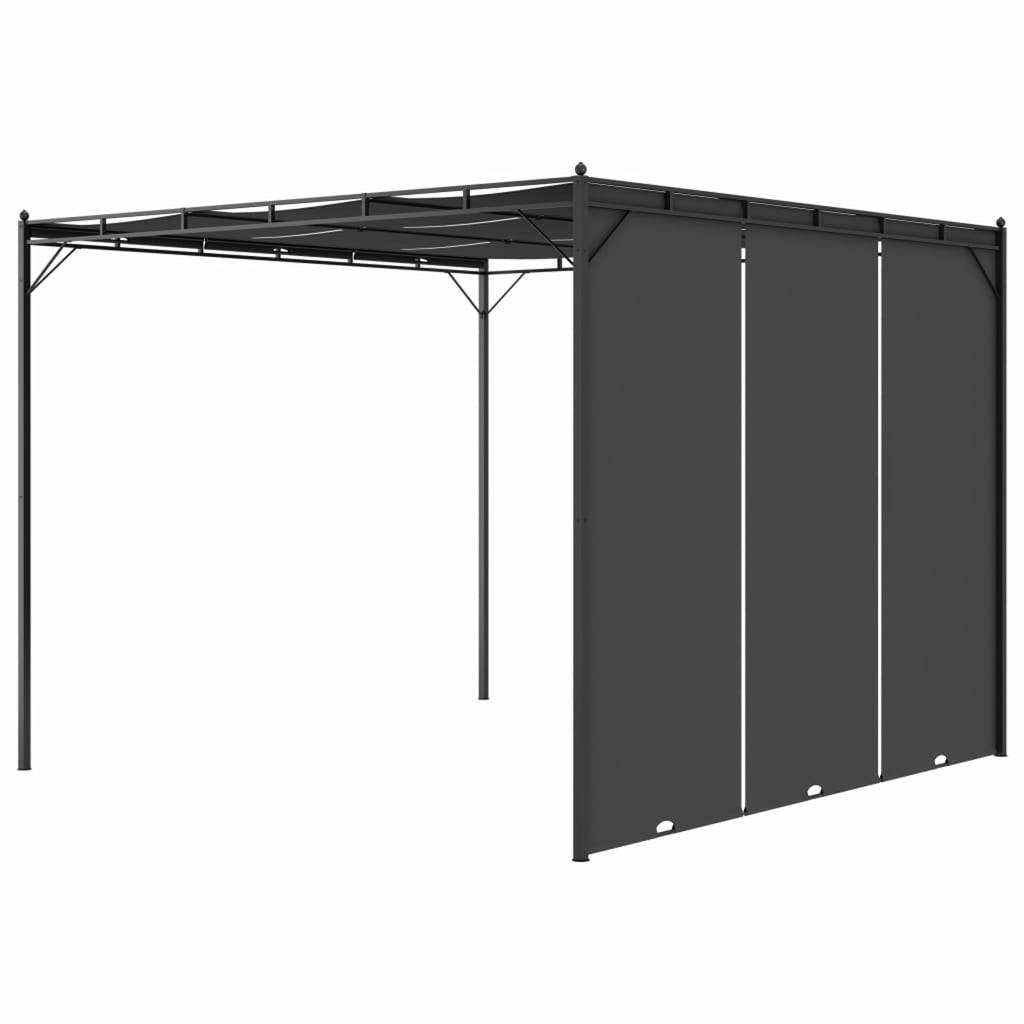 Garden Gazebo with Side Curtain Steel Frame Sun Shade Shelter 118.1 x 118.1 x 88.6 Inches R43165