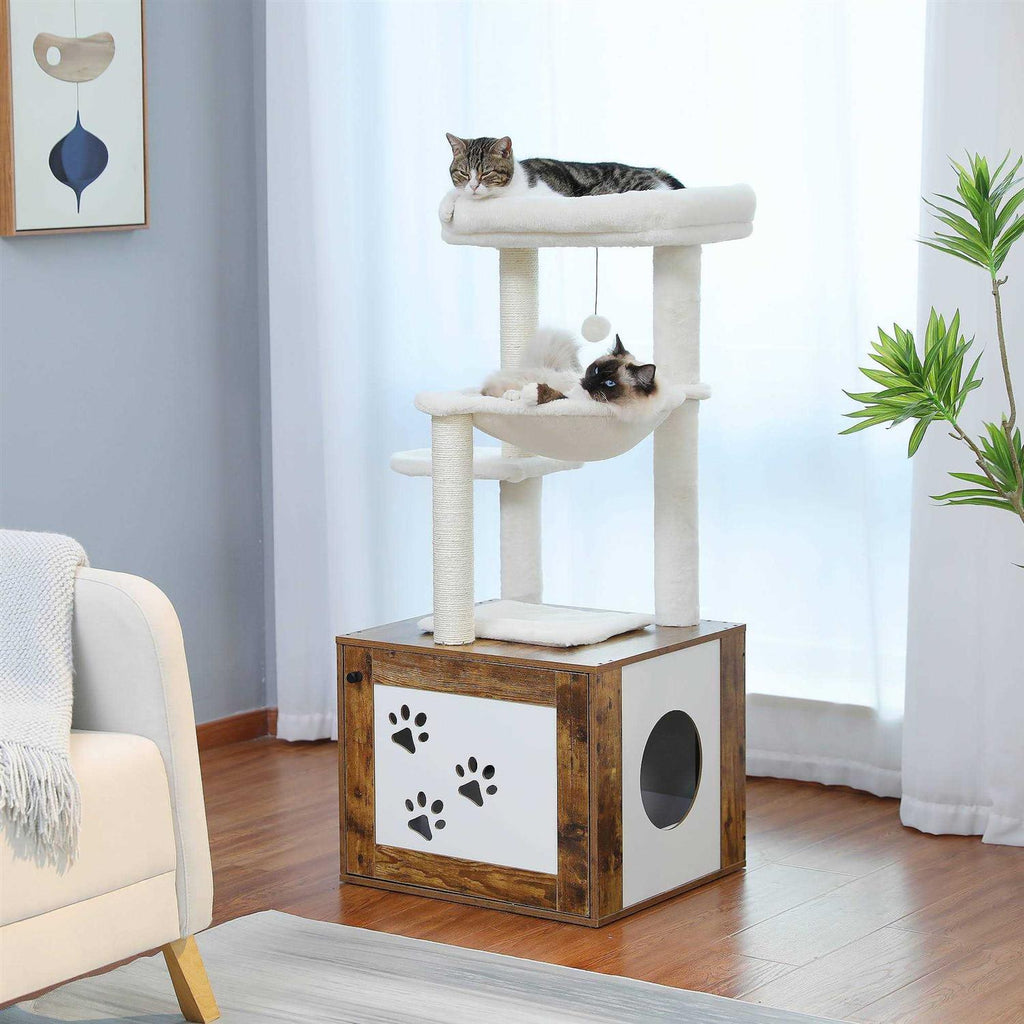 Cat Tree with Litter Box Enclosure and Scratching Posts Y563