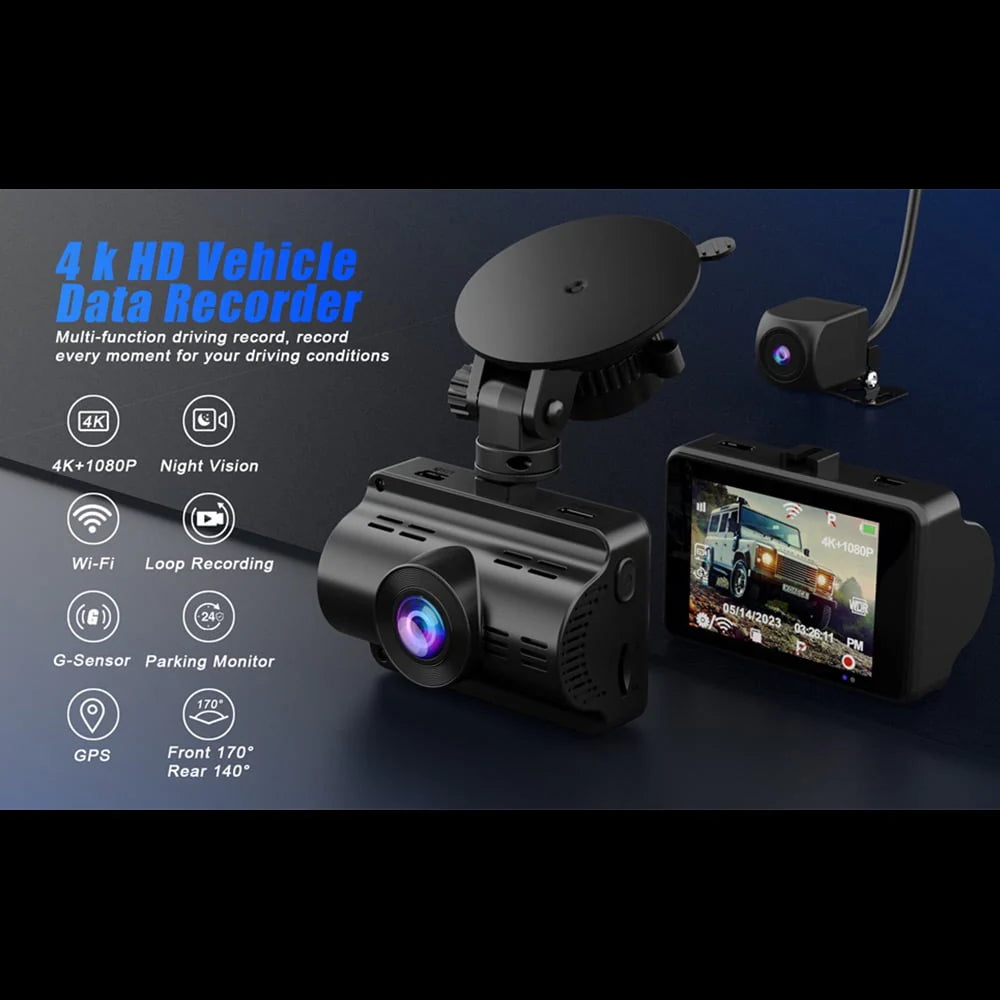 4K Dual Dash Cam Front and Rear 170° Wide Angle Z7714