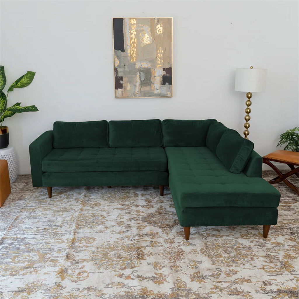 Green Velvet Corner Sectional Sofa R2740