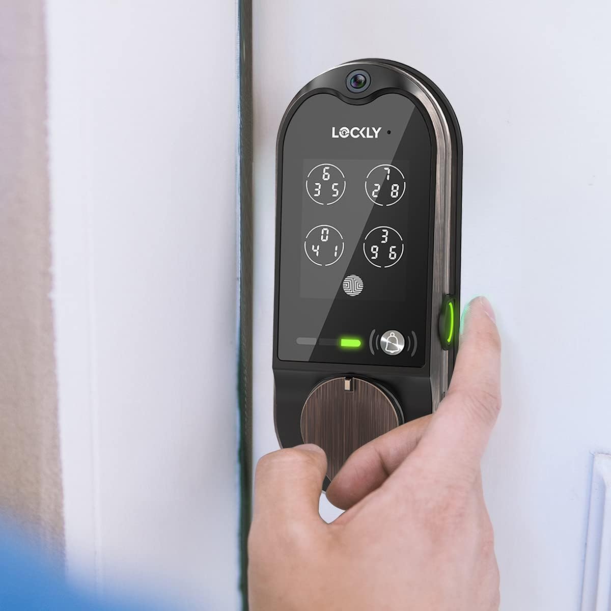 Venetian Bronze Smart Lock Deadbolt with Video Doorbell, Fingerprint, Wi-Fi, Camera, Keypad R736