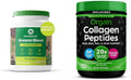 Greens Superfood Blend with Organic Spirulina, Digestive Enzymes - 100 Servings & Hydrolyzed Collagen Peptides Powder, 20g Grass Fed Collagen P614
