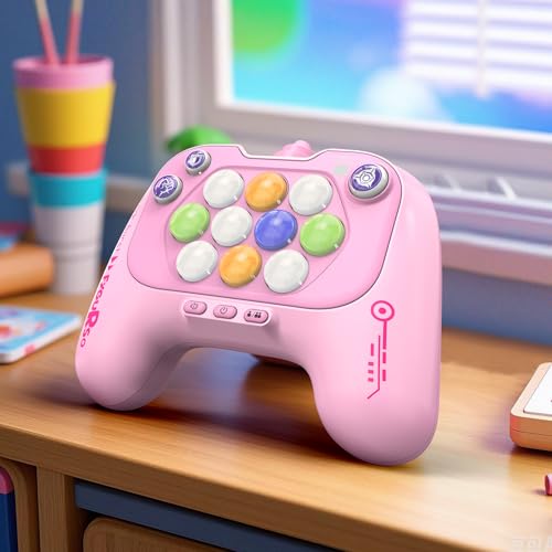 Handheld 2-Player Light Up Quick Push Game Machine Pink Green D773