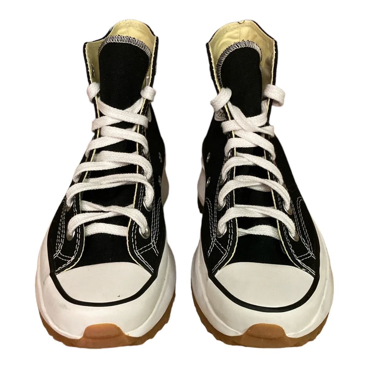 Black White Gum Canvas High Top Platform Sneakers V48646