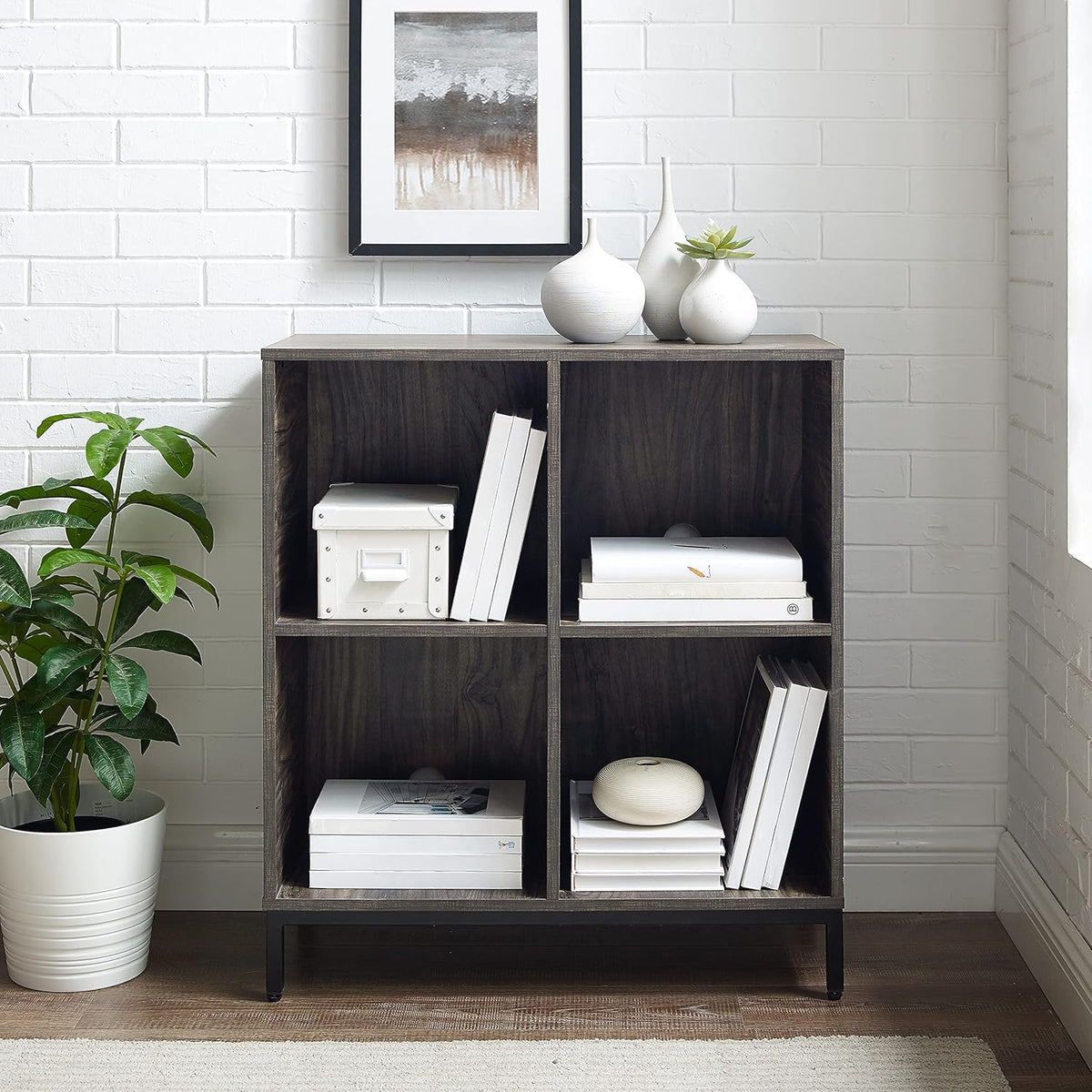Brown Ash Record Storage Cube Bookcase L8448