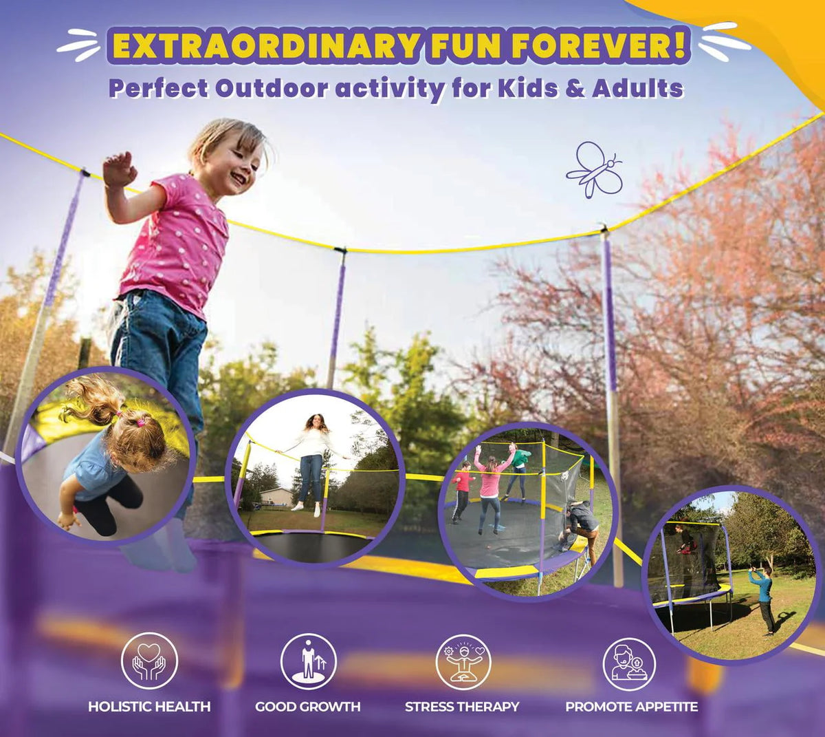 9 FT Round Trampoline Set with Safety Enclosure H164