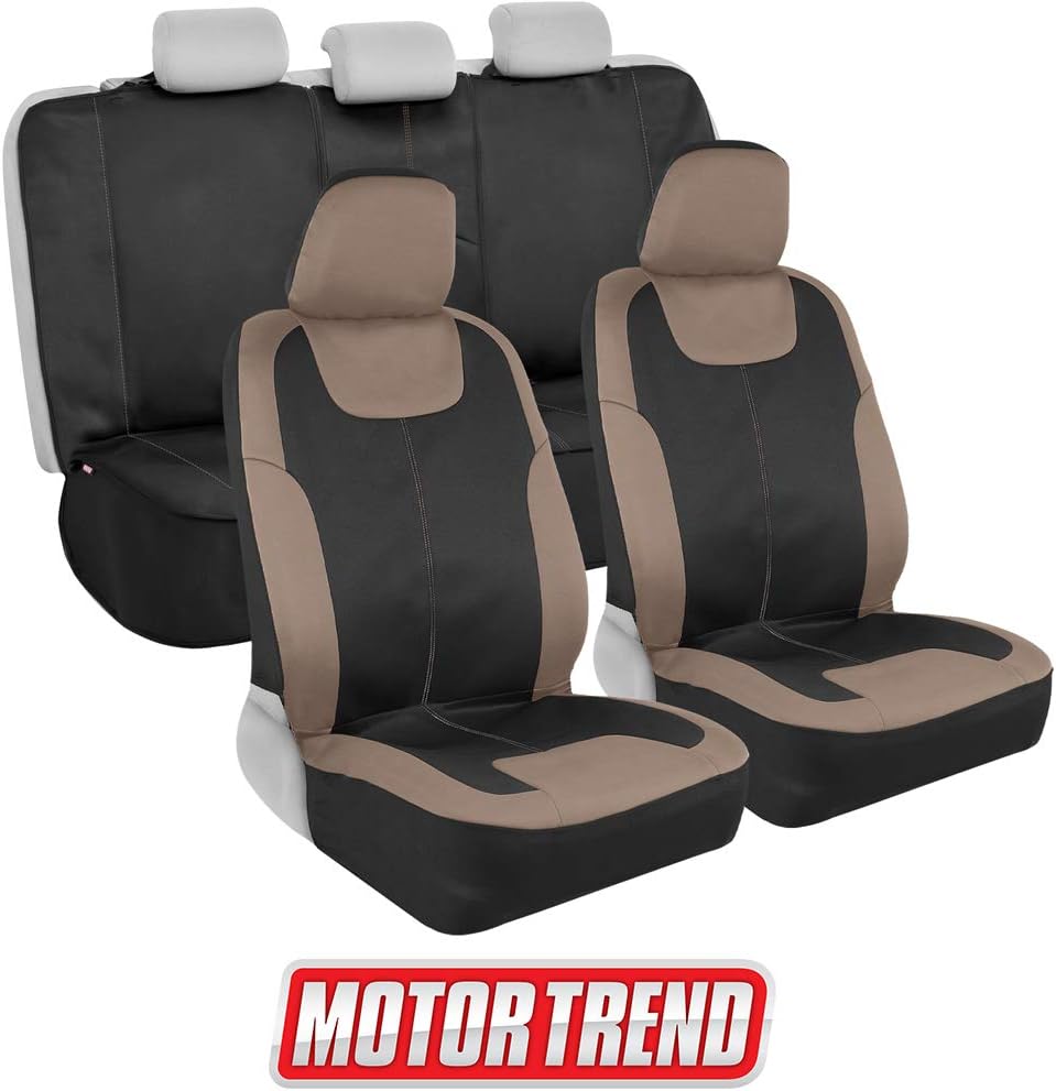 Beige Waterproof Neoprene Car Seat Covers, Full Set, Pack of 2 Y898261