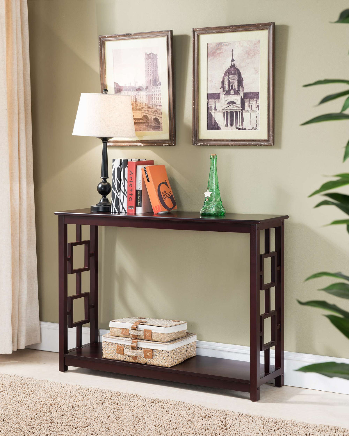 Wood Console Table with Lower Shelf F908332