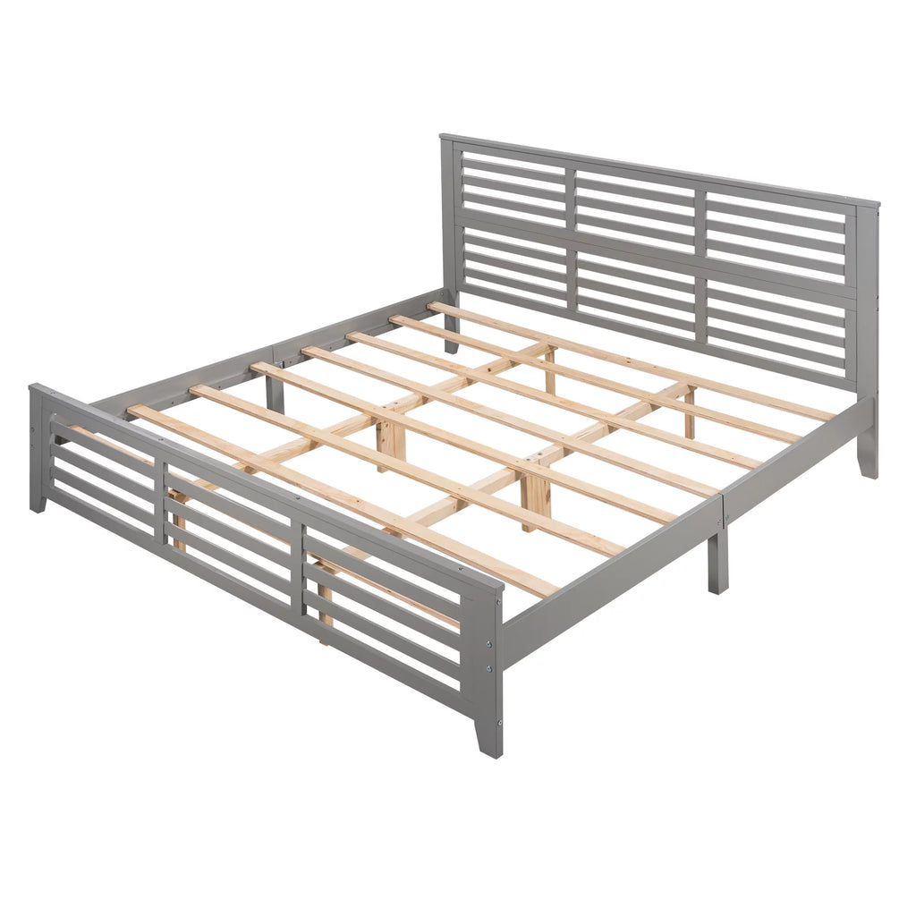 King Size Wood Platform Bed Frame with Headboard L73603