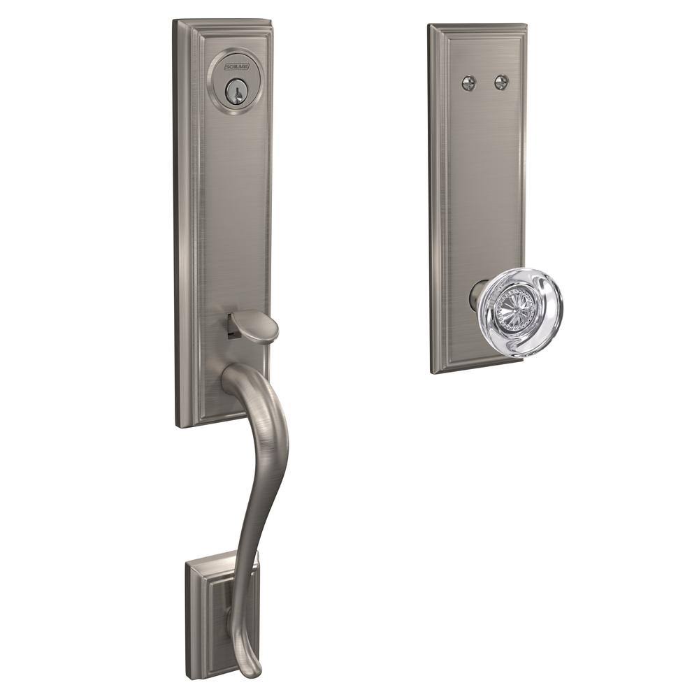Satin Nickel Dummy Door Handleset with Glass Door Knob I125882