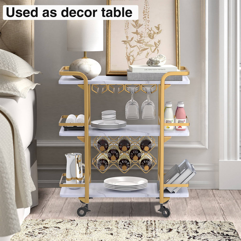 Black 3 Tier Bar Cart with Wheels B627974