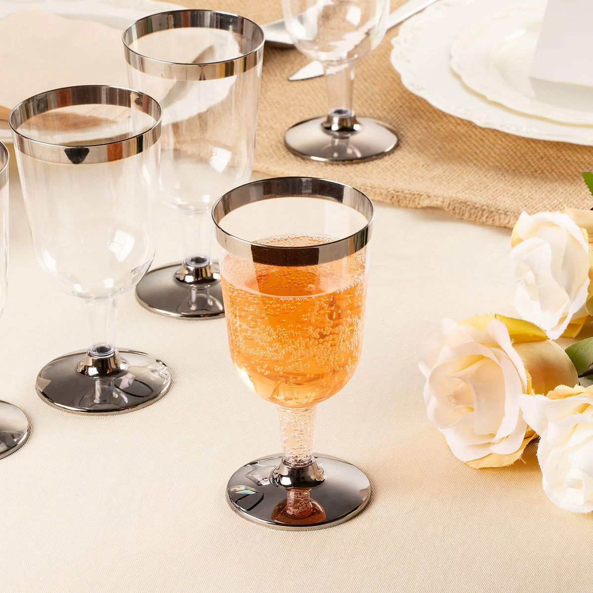 55 Pcs 6oz Disposable Plastic Wine Glass R2458