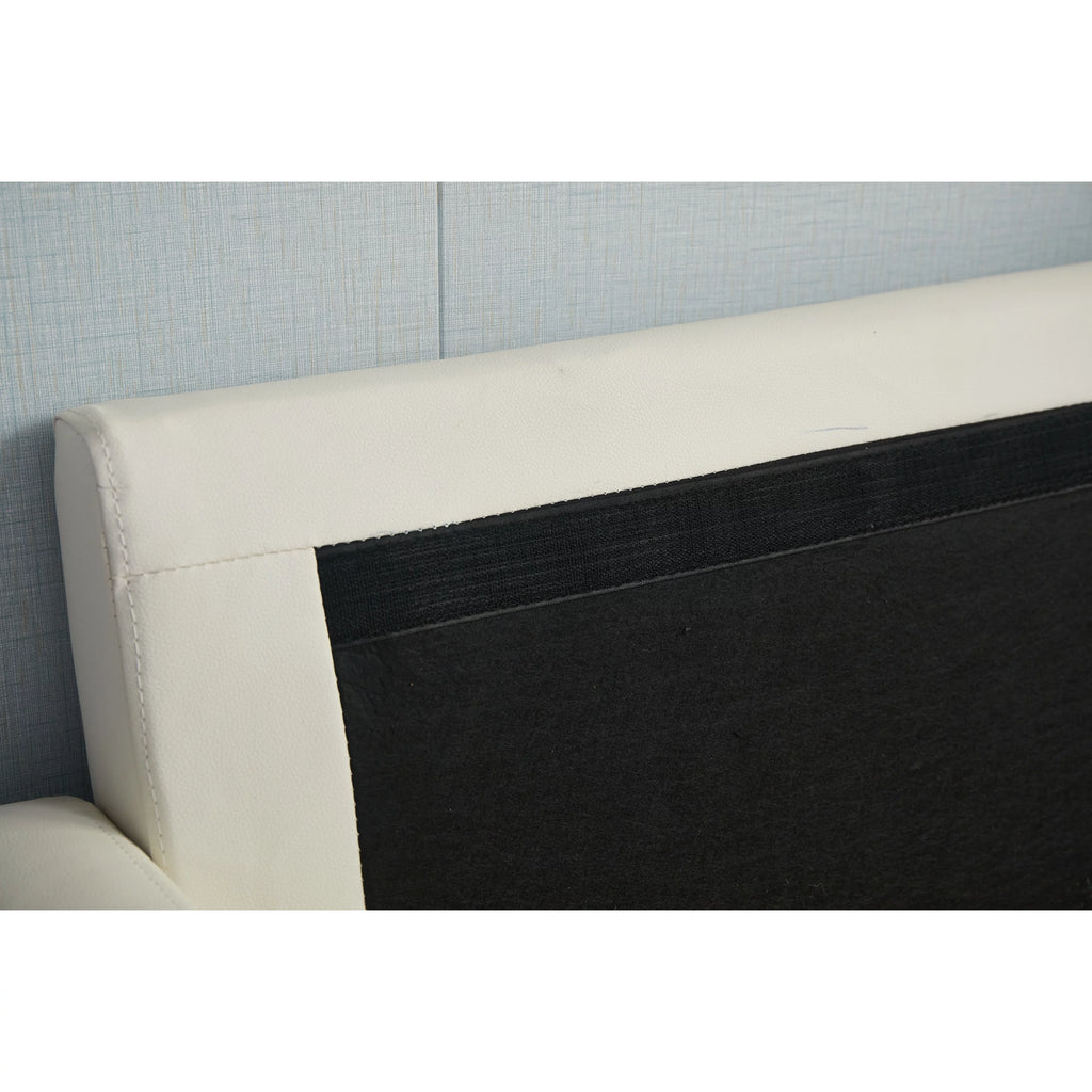 Beige Faux Leather Square Arm Loveseat M3828