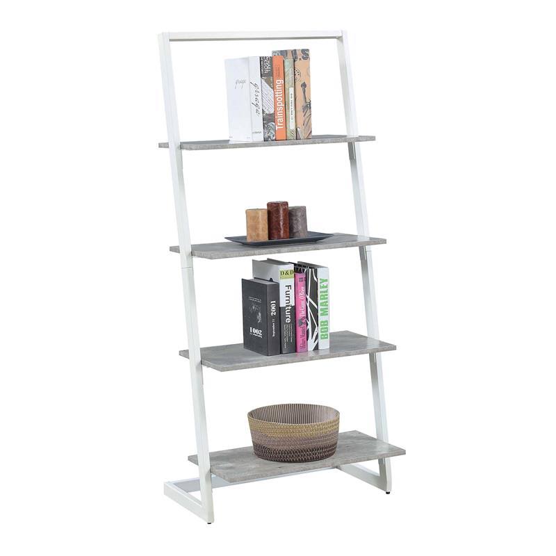 Gray Wood Four-Tier Ladder Bookcase F904793