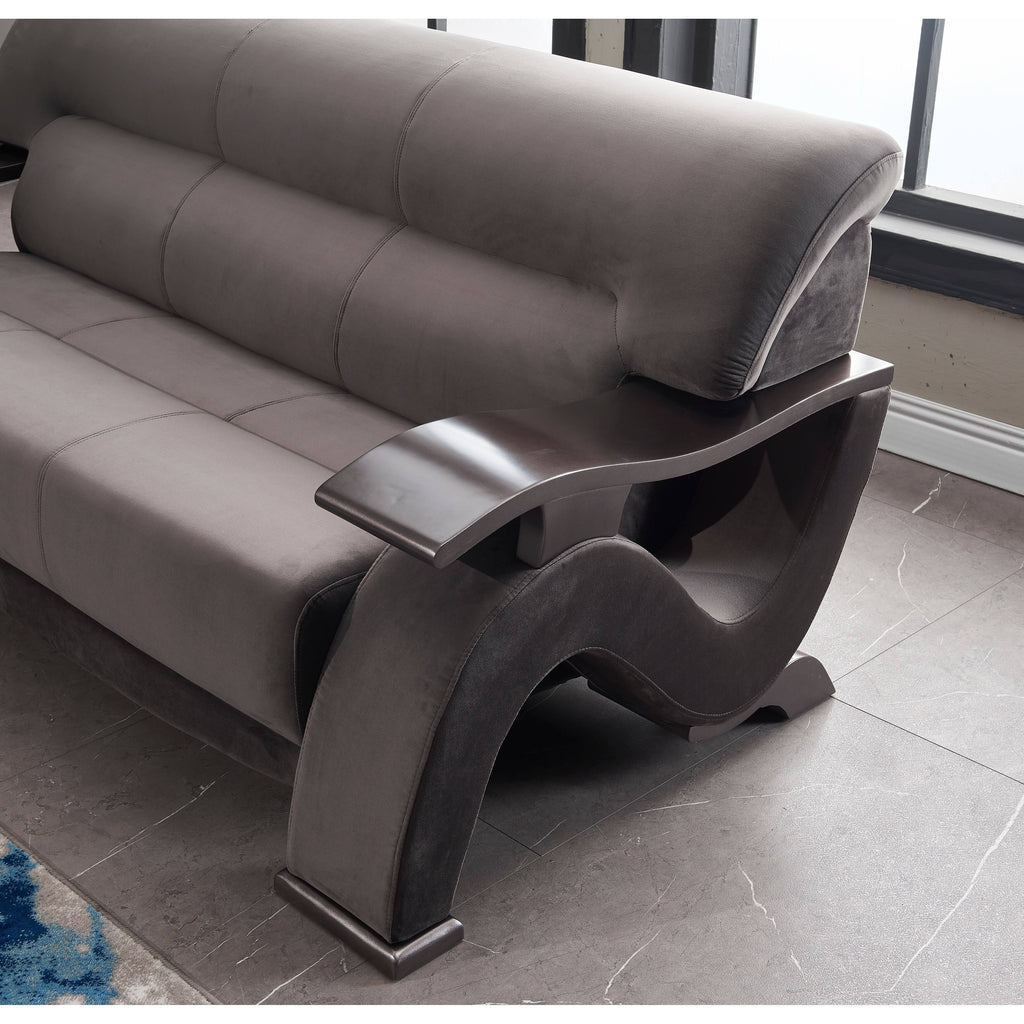 Grey Velvet Loveseat K21887