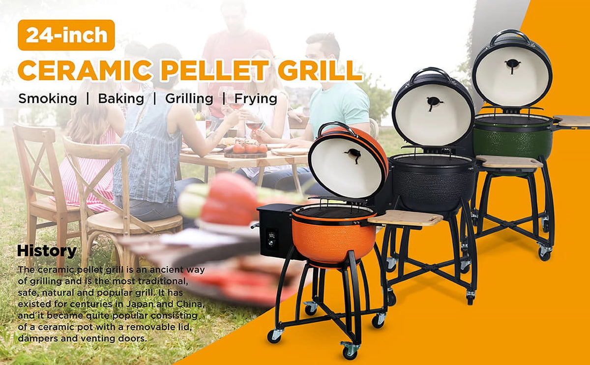 24" Ceramic Pellet Grill 4-in-1 A278