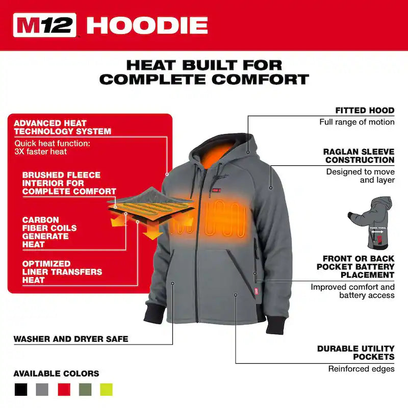 Men's 3X-Large Cordless Heated Jacket Hoodie A2254