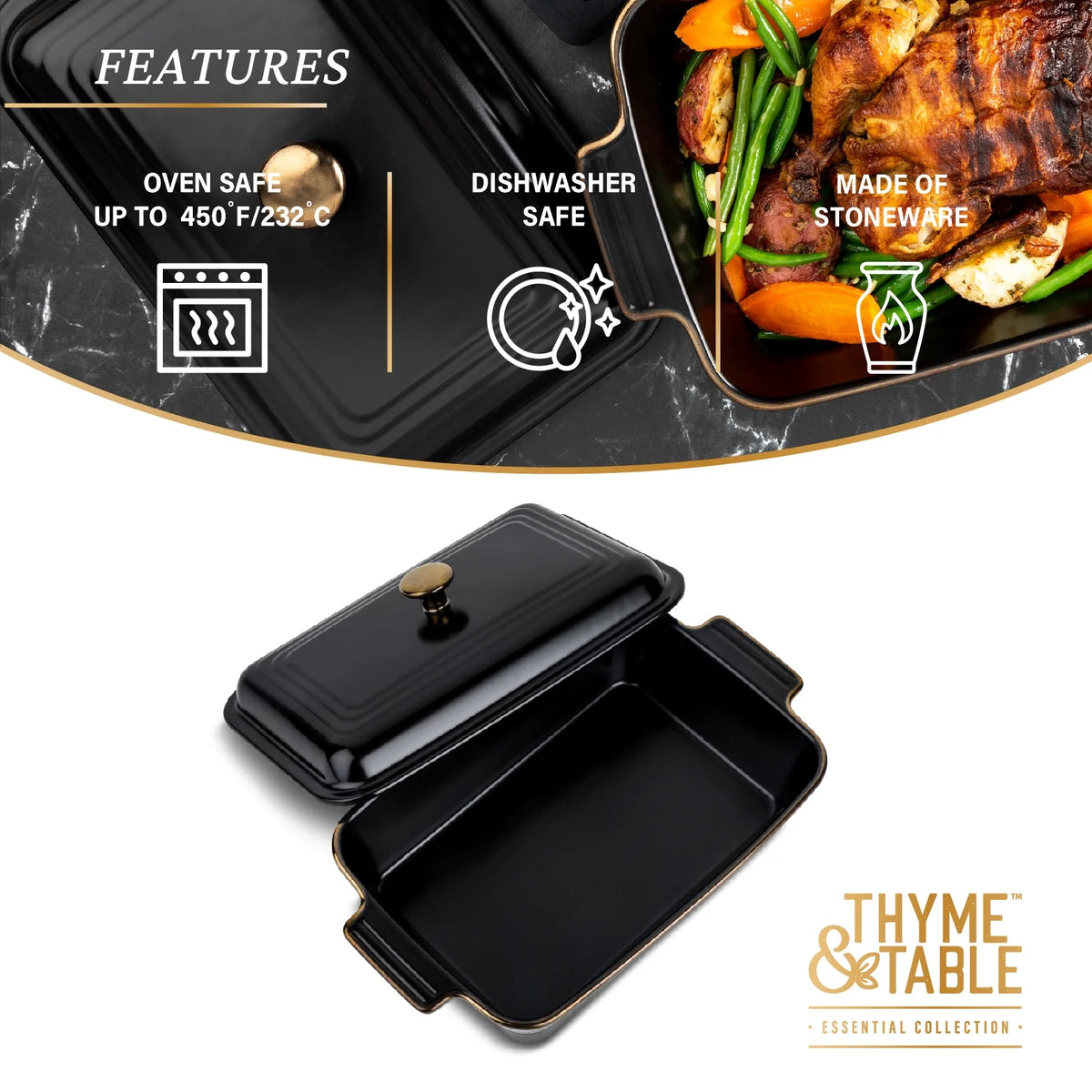 Onyx Stoneware Covered Baking Dish W58541