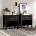 Set of 2 Black One Drawer Storage Nightstand A27569