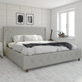 King Light Gray Linen Upholstered Bed V743508