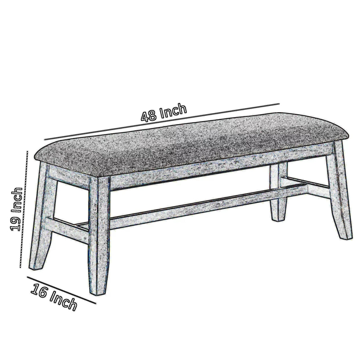Brown and Gray Fabric Upholstered Wooden Bench M526