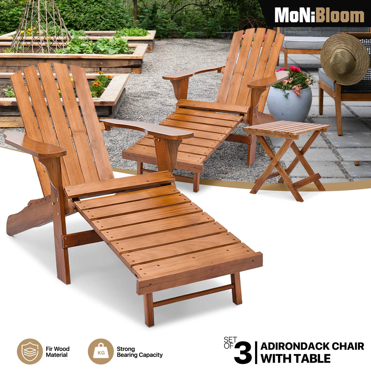 Set of 3 Adirondack Chairs with Side Table T53637