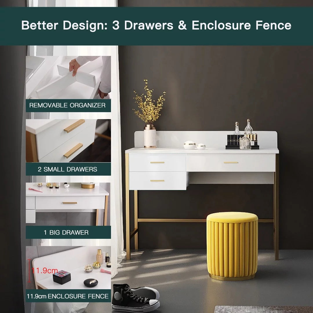 White Vanity Makeup Desk with Drawers A8109