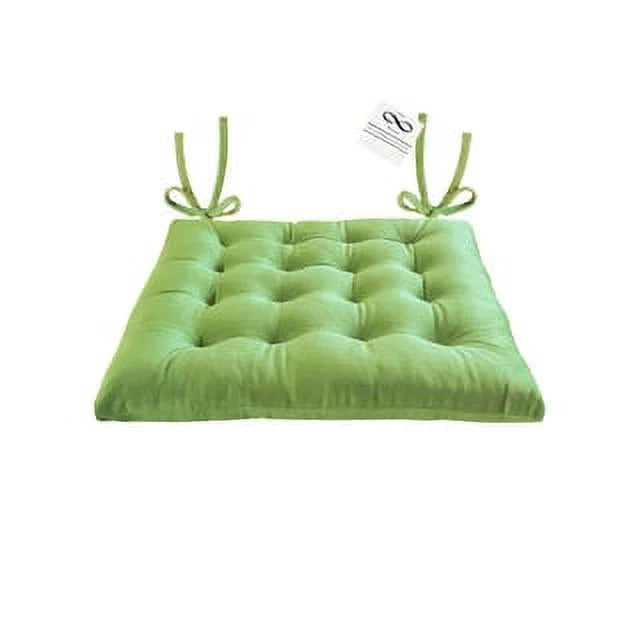 16" Plush Square Tufted Chair Pad Cushions Tie-Backs Sage Green 4 Piece H4406