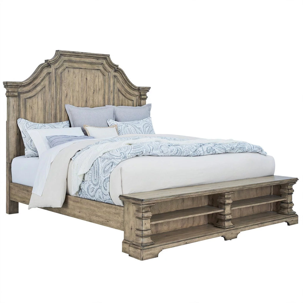 King Wood Panel Storage Bed in Honey Brown I154613