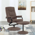 Brown Fabric Swivel Recliner with Ottoman A1500