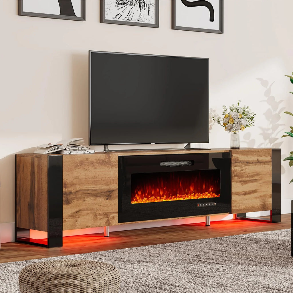 80" Fireplace TV Stand with LED Lights O179