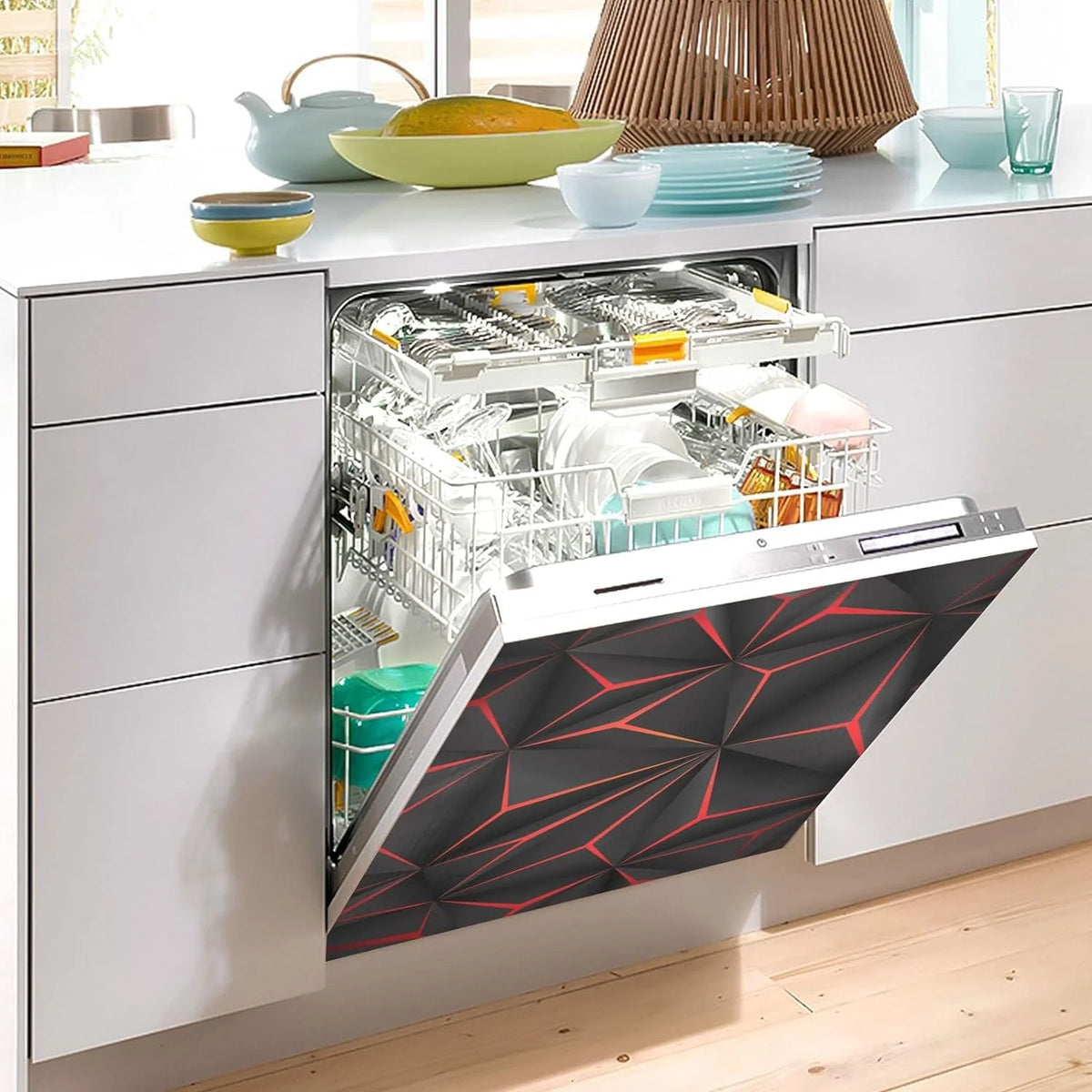 Black Geometric Dishwasher Magnet Sticker A175