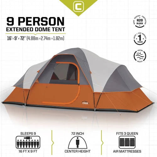 16' x 9' Dome Tent Sleeps 9 L9926