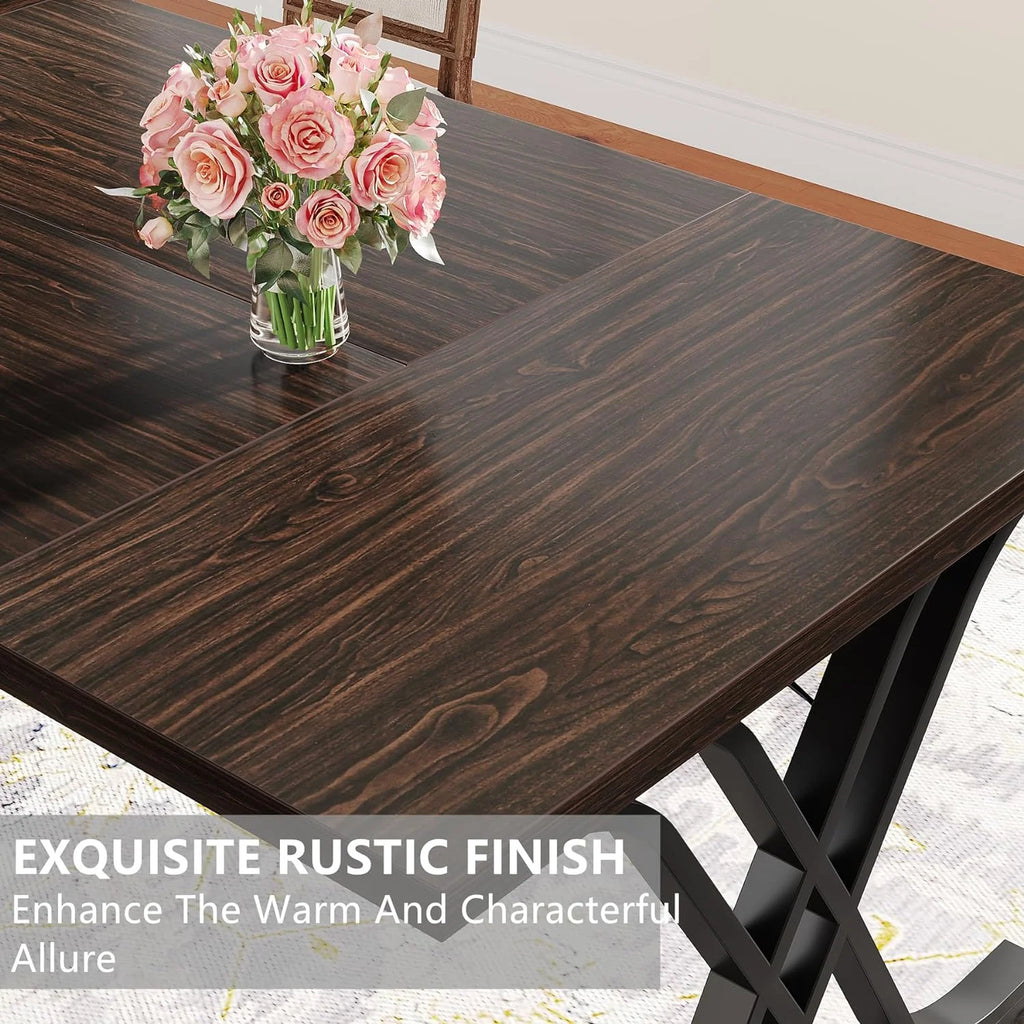 63 inch Dark Walnut Black Dining Table H465