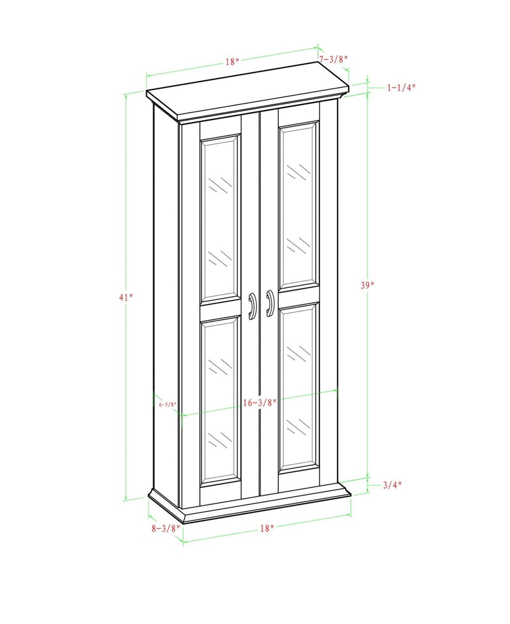 Black Wood Media Storage Tower Cabinet H399642