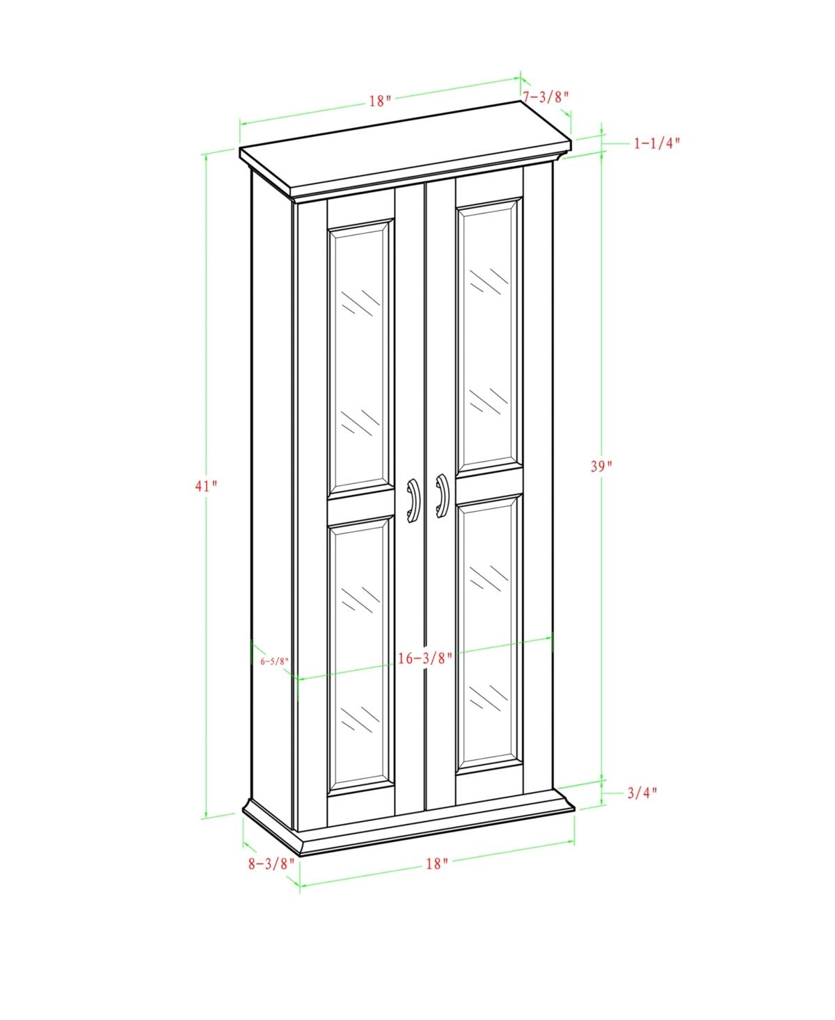 Black Wood Media Storage Tower Cabinet H399642