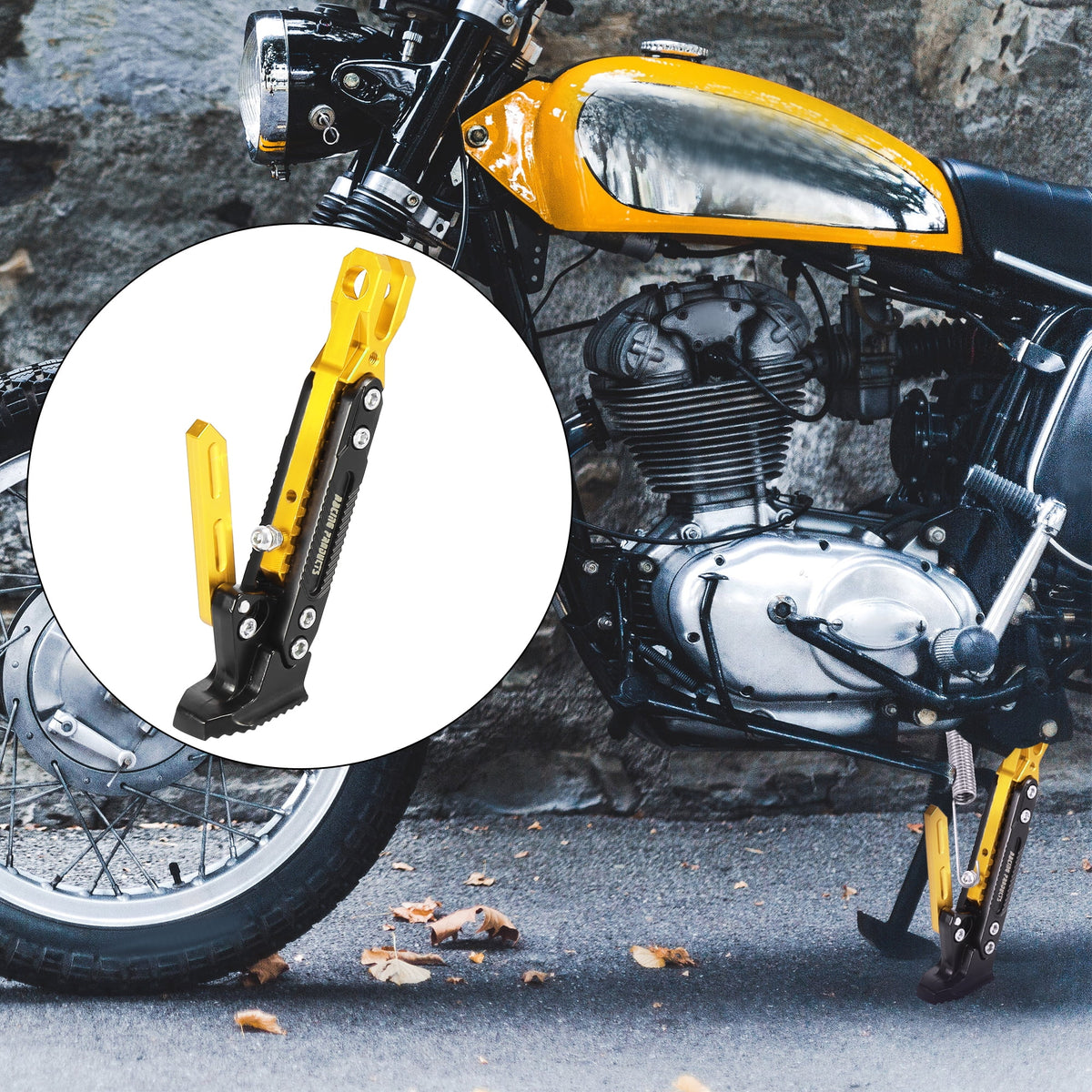Gold Tone CNC Aluminum Alloy Motorcycle Kickstand Side Support Stand Holder W6084